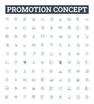 Promotion concept vector line icons set. Advertising, Marketing, Raising Stockillustratie