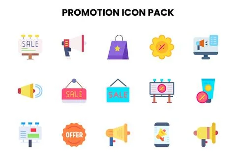 Promotion Flat Bundle Icons Pack Stock-Illustration