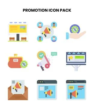 Promotion Flat Design Icons Pack Stockillustratie