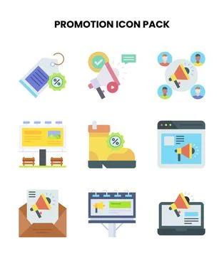 Promotion Flat Graphics Icons Pack Stock-Illustration