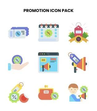 Promotion Flat Icons Pack Stock Illustration