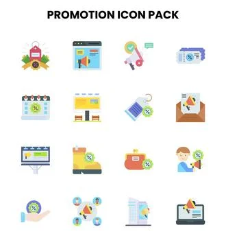 Promotion Flat Icons Pack Stock Illustration