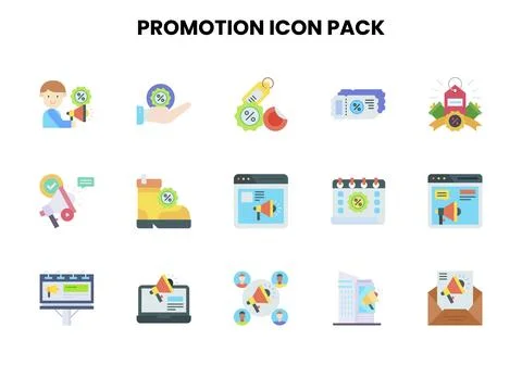 Promotion Flat Set Icons Pack Stockillustratie