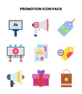 Promotion Flat Set Icons Pack Stock Illustration