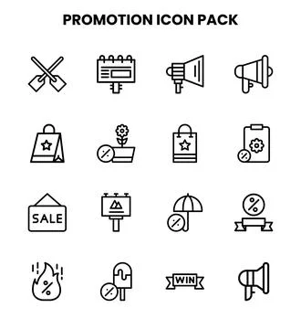 Promotion Line Bundle Icons Pack Illustrazione stock