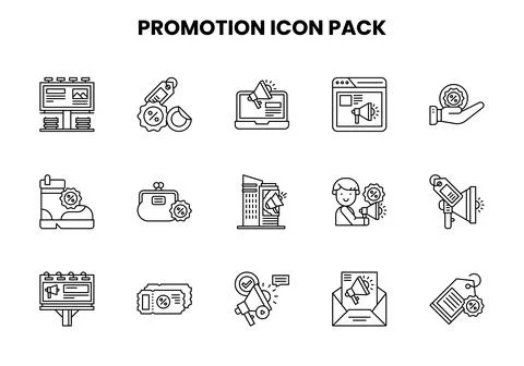 Promotion Line Icons Pack Stock Illustration