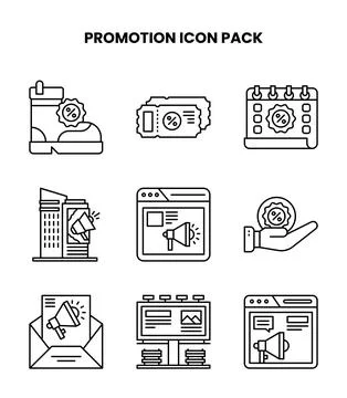 Promotion Line Vector Icons Pack Illustrazione stock