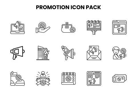 Promotion Line Vector Icons Pack Illustrazione stock