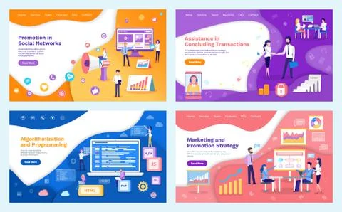 Promotion Networks, Algorithmization Programming 스톡 일러스트