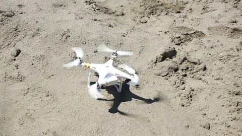 Promotion of propellers and take-off of a quadrocopter by DJI Phantom Stock Footage 80288703