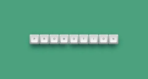 Promotion text on a 3d keyboard button with shadow concept series Stock Illustration