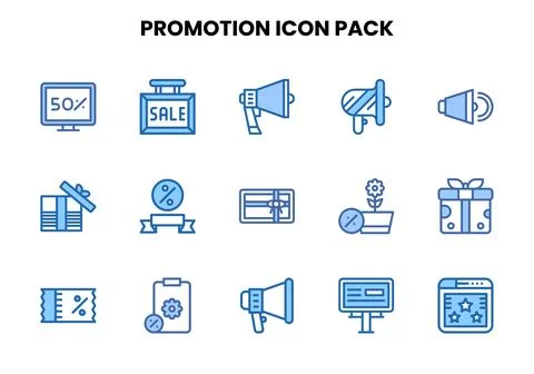 Promotion Two Colour Bundle Icons Pack 스톡 일러스트