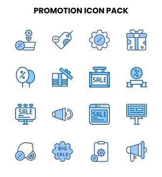 Promotion Two Colour Vector Icons Pack Stock Illustration
