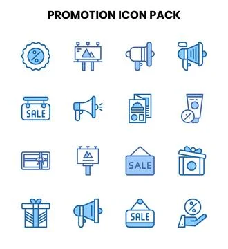Promotion Two Colour Vector Icons Pack Stock Illustration