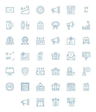 Promotion Vector Icon Collection featuring 40 Detail Enhanced Retina Ready .. Stock Illustration