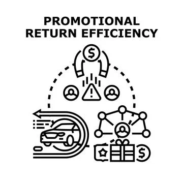 Promotional activity for return efficiency business concept Illustrazione stock
