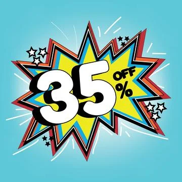 Promotional balloon, 35 off, thirty-five percent off, promotional offer Stock Illustration