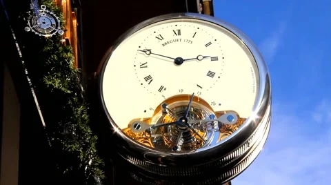 Promotional clock on the wall of the building Stock Footage 45459676