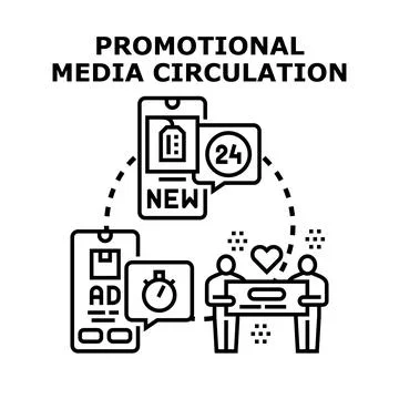 Promotional media circulation concept vector illustration Stock Illustration