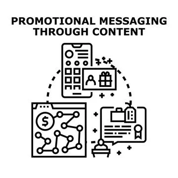 Promotional messaging through content strategy development Stock Illustration