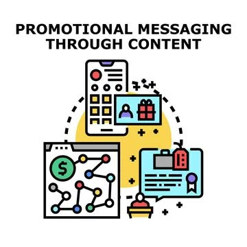 Promotional messaging through content strategy development Stock Illustration