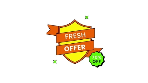 Promotional Shield Label with Ribbon Discount Template 库存 After Effects
