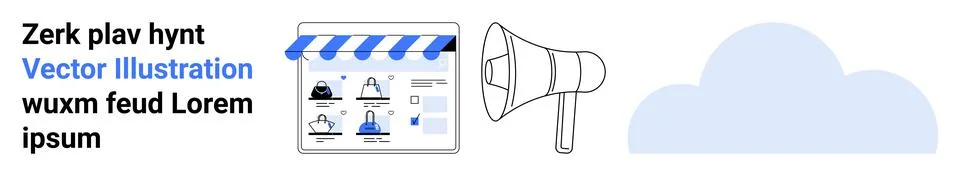 Promotional webpage featuring cloud storage service with a user interface and Illustrazione stock