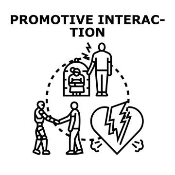 Promotive interaction with artificial intelligence concept Stock Illustration