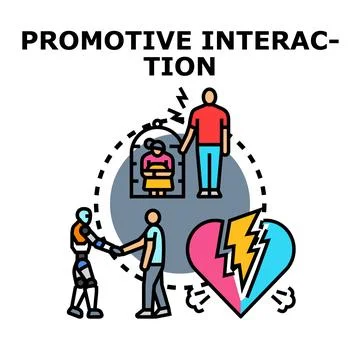Promotive interaction with artificial intelligence concept Stock Illustration