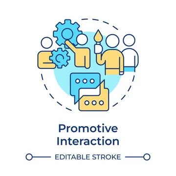 Promotive interaction multi color concept icon Stock Illustration