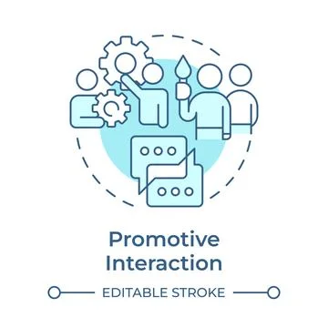 Promotive interaction soft blue concept icon Stock Illustration
