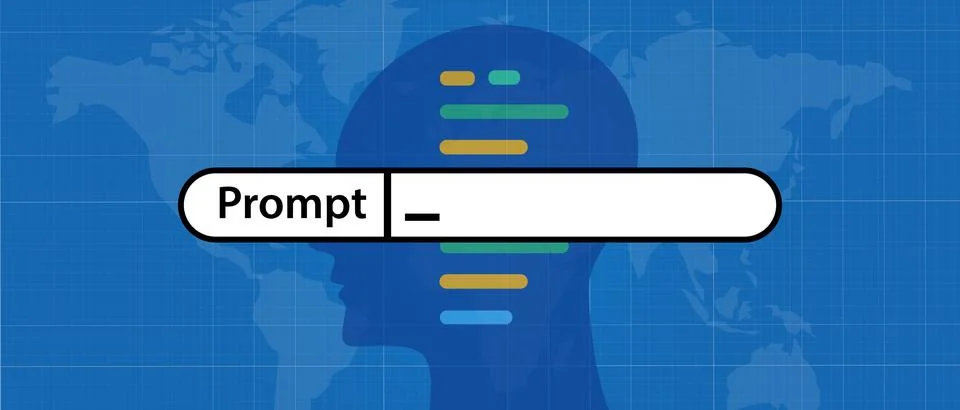 Prompt AI artificial intelligence query input interaction with the language Stock Illustration