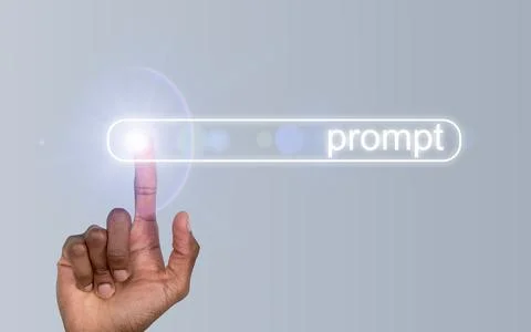 Prompt artificial intelligence concept. African American man using digital Stock Photos