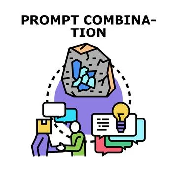 Prompt combination concept for artificial intelligence creation 库存插图