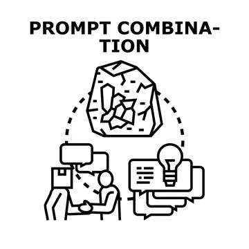 Prompt combination concept for artificial intelligence creation Stock Illustration