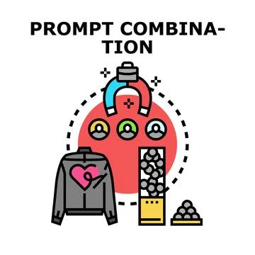 Prompt combination creating content generation concept Stock Illustration