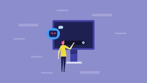 Prompt communication with AI, error alert on screen. Stock Footage 337956264