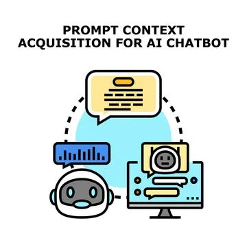 Prompt context acquisition for ai chatbot concept Illustration