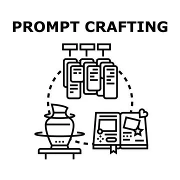 Prompt crafting for artificial intelligence generation concept Illustrazione stock