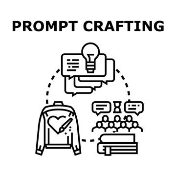 Prompt crafting creative instructions for artificial intelligence systems Stock Illustration