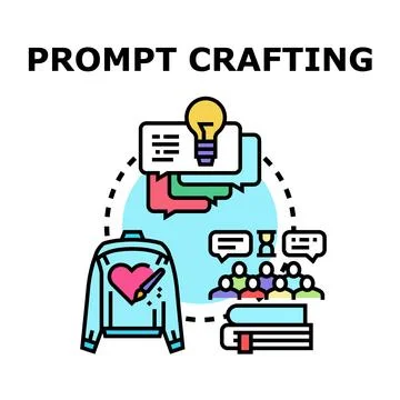 Prompt crafting creative instructions for artificial intelligence systems Stock Illustration