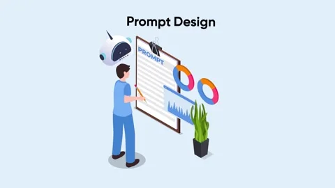 Prompt design and engineering concept with a man writing text prompts for a.. Stock Footage 337943207
