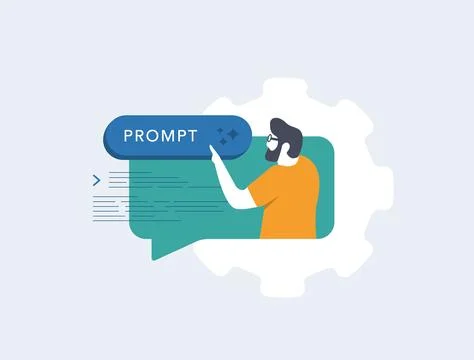 Prompt engineer designs effective prompts to improve AI interaction. Prompt Stock Illustration