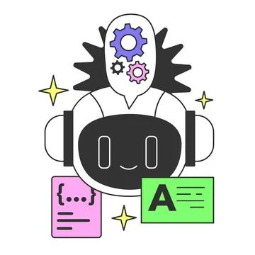 Prompt-engineering to a artificial neuron network. Artificial intelligence イラスト素材