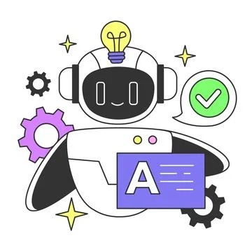 Prompt-engineering to a artificial neuron network. Artificial intelligence Stock Illustration