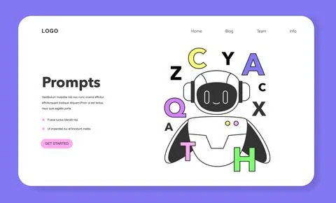 Prompt-engineering to a artificial neuron network web banner or landing Illustrazione stock