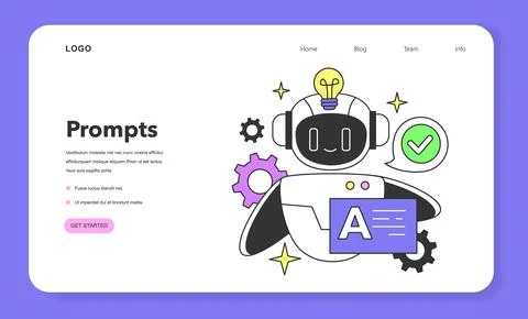 Prompt-engineering to a artificial neuron network web banner or landing Illustrazione stock