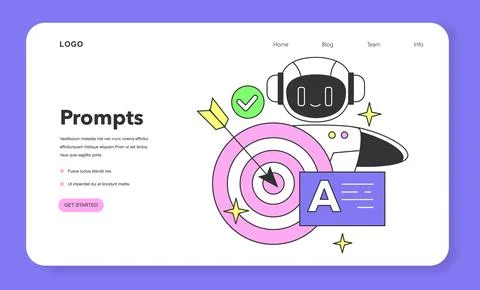 Prompt-engineering to a artificial neuron network web banner or landing Stock Illustration
