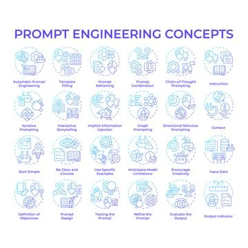 Prompt engineering blue gradient concept icons イラスト素材