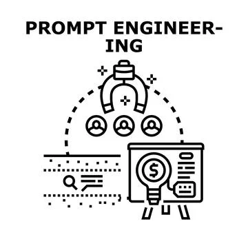 Prompt engineering concept generating artificial intelligence data Stock Illustration